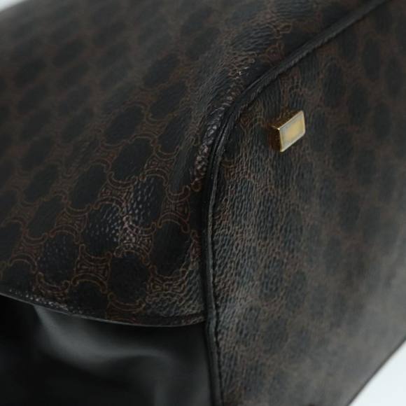 CELINE Macadam Canvas Hand Bag PVC Leather Black Gold Auth 91011 - Picture 9 of 16